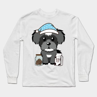 Funny schnauzer is having a midnight snack Long Sleeve T-Shirt